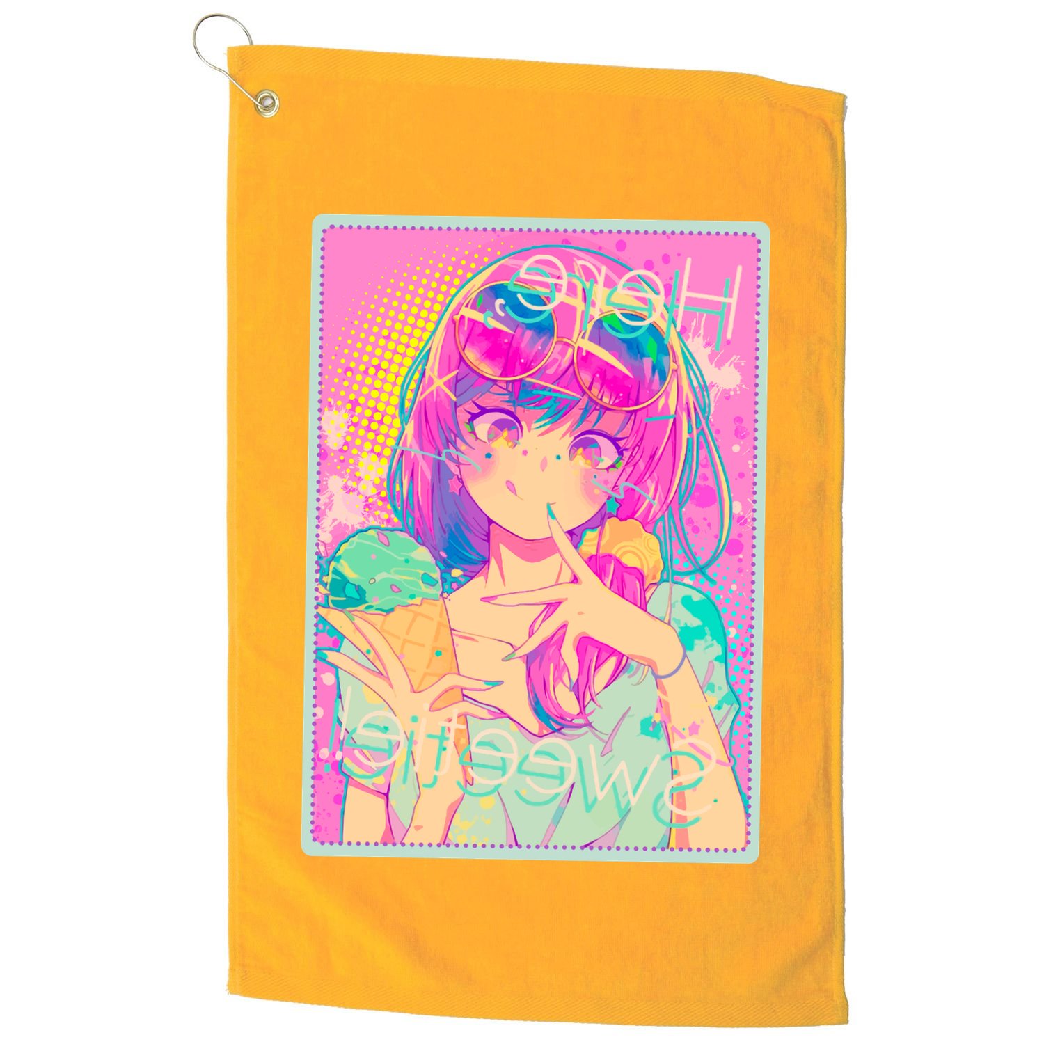 Cute Kawaii Pastel Anime Girl Pop Art Poster Golf Towel