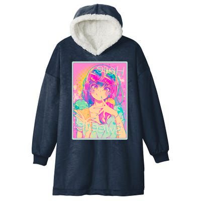 Cute Kawaii Pastel Anime Girl Pop Art Poster Hooded Wearable Blanket