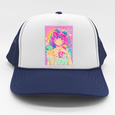 Cute Kawaii Pastel Anime Girl Pop Art Poster Trucker Hat