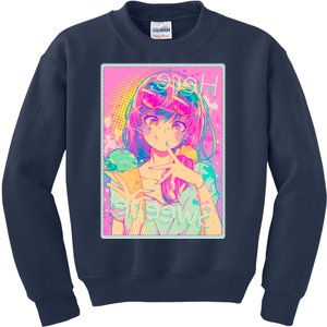 Cute Kawaii Pastel Anime Girl Pop Art Poster Kids Sweatshirt