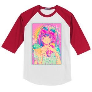 Cute Kawaii Pastel Anime Girl Pop Art Poster Kids Colorblock Raglan Jersey