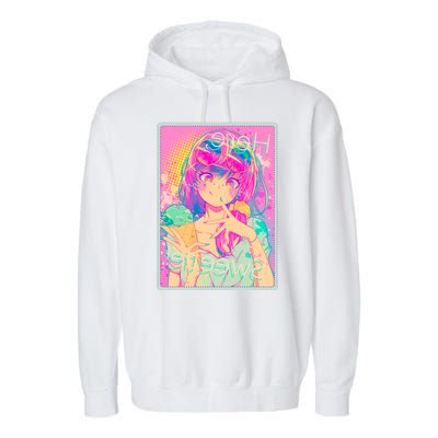 Cute Kawaii Pastel Anime Girl Pop Art Poster Garment-Dyed Fleece Hoodie