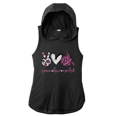 Crochet Knitting Peace Love Crochet Funny Crocheting Ladies PosiCharge Tri-Blend Wicking Draft Hoodie Tank