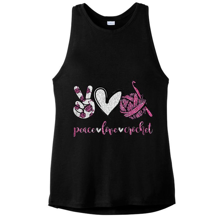 Crochet Knitting Peace Love Crochet Funny Crocheting Ladies PosiCharge Tri-Blend Wicking Tank