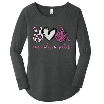 Crochet Knitting Peace Love Crochet Funny Crocheting Women's Perfect Tri Tunic Long Sleeve Shirt