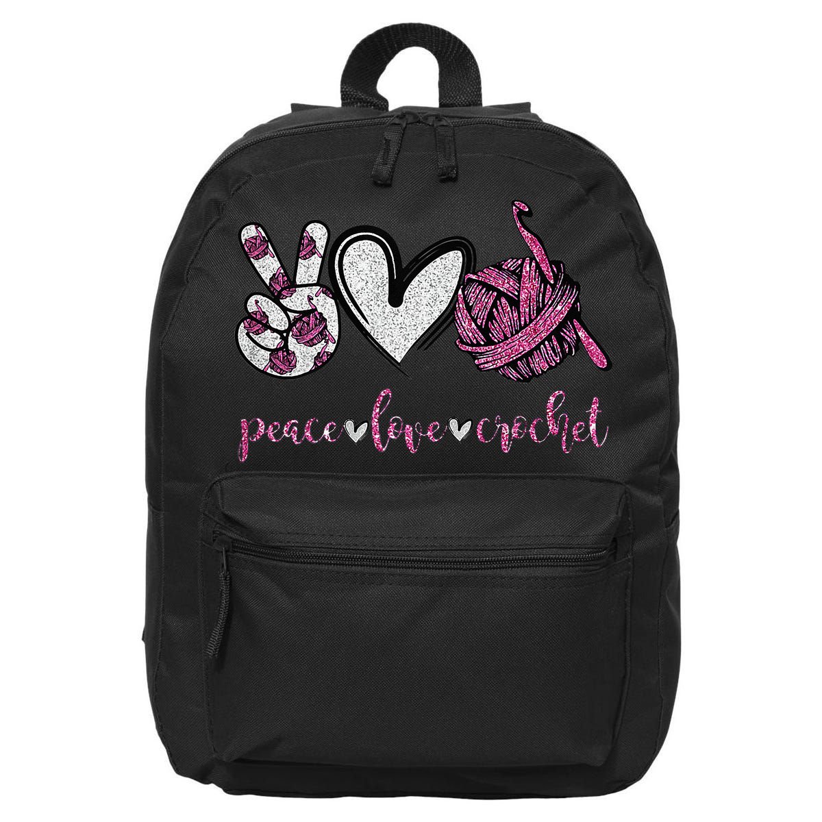 Crochet Knitting Peace Love Crochet Funny Crocheting 16 in Basic Backpack