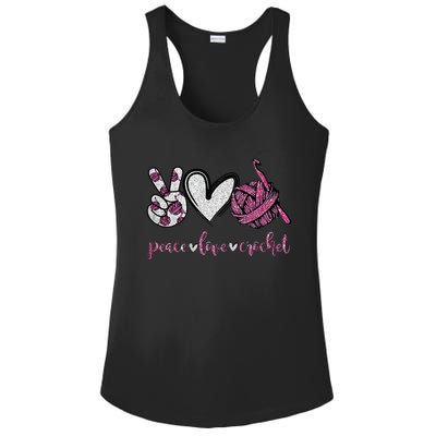 Crochet Knitting Peace Love Crochet Funny Crocheting Ladies PosiCharge Competitor Racerback Tank