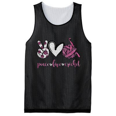 Crochet Knitting Peace Love Crochet Funny Crocheting Mesh Reversible Basketball Jersey Tank