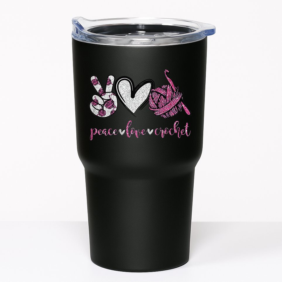 Crochet Knitting Peace Love Crochet Funny Crocheting Tumbler