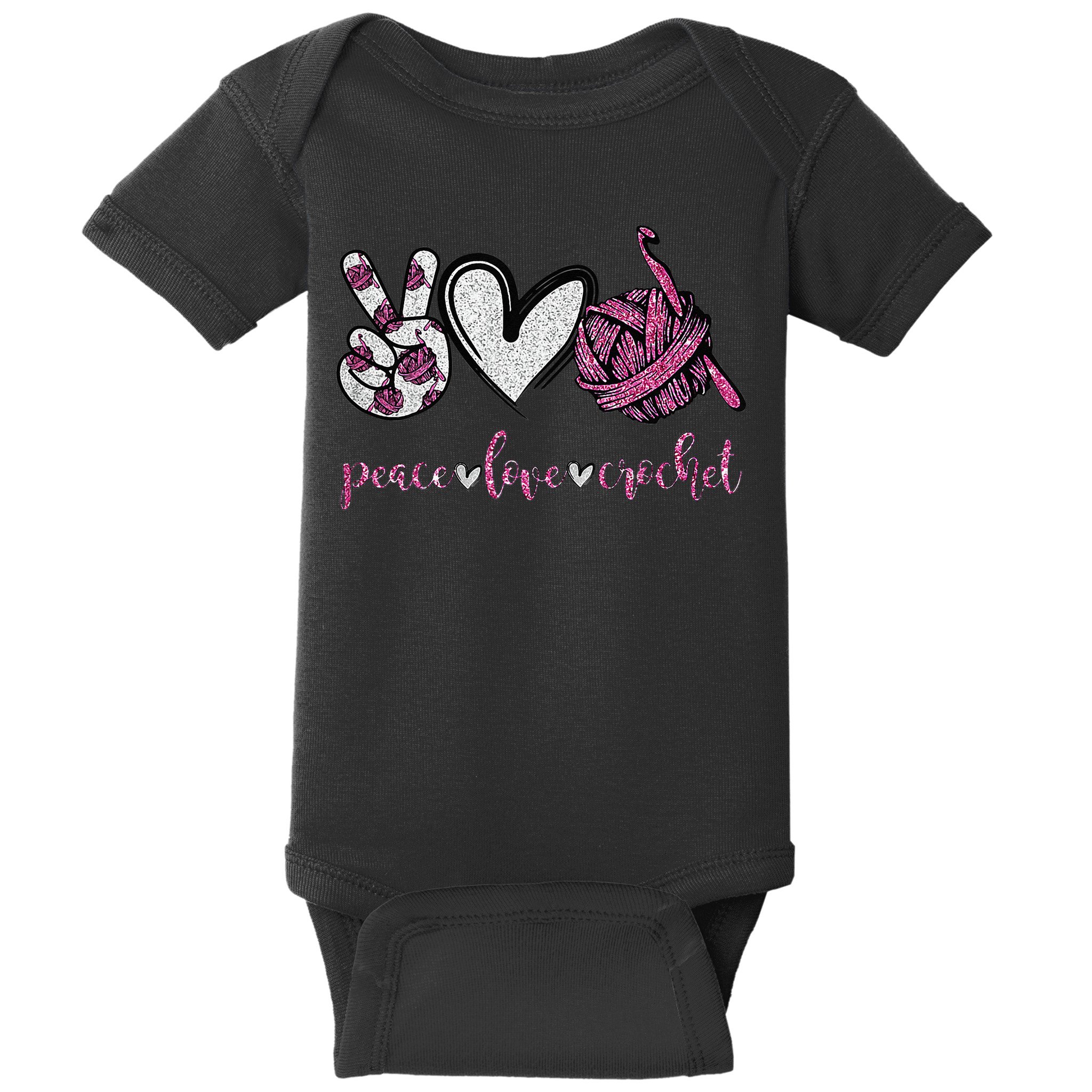 Crochet Knitting Peace Love Crochet Funny Crocheting Baby Bodysuit