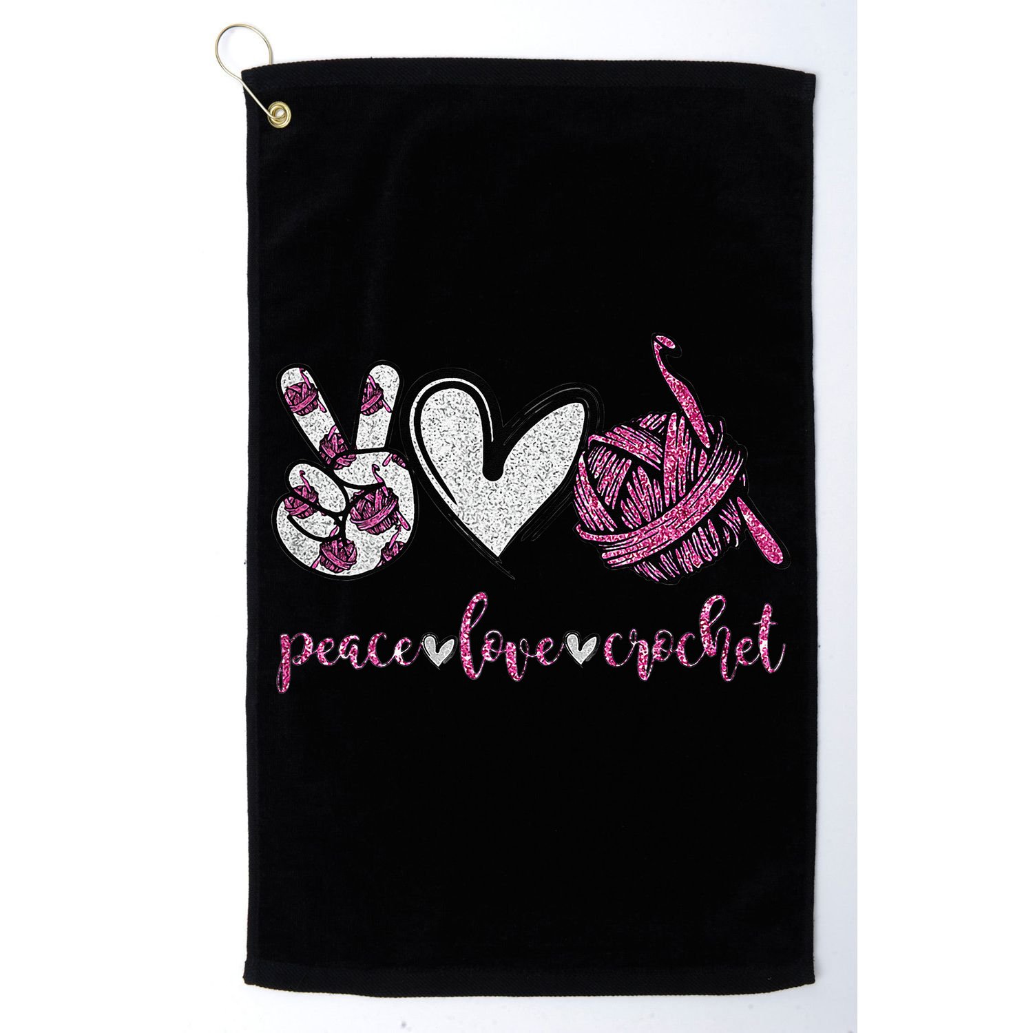 Crochet Knitting Peace Love Crochet Funny Crocheting Golf Towel