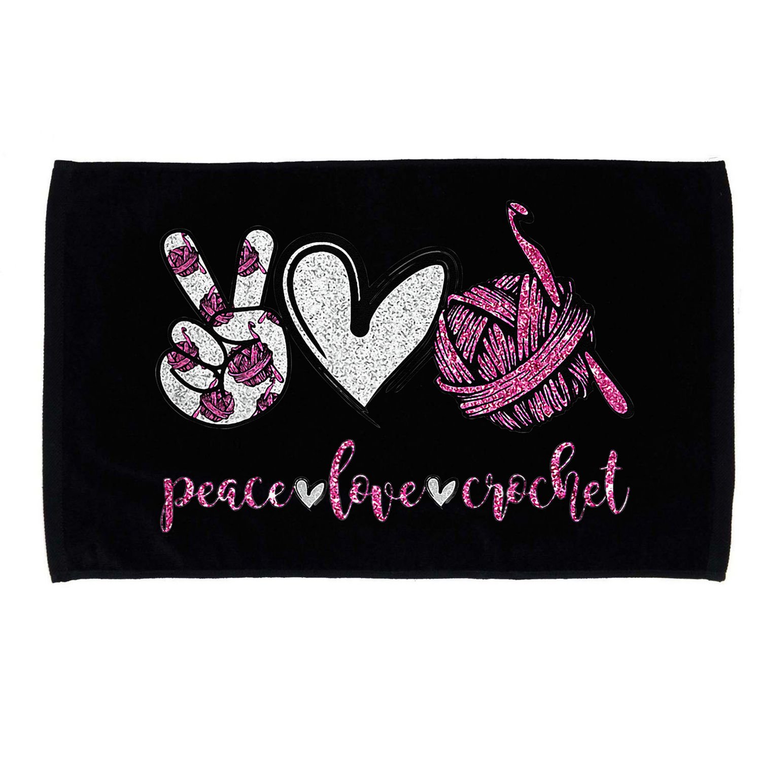 Crochet Knitting Peace Love Crochet Funny Crocheting Microfiber Hand Towel