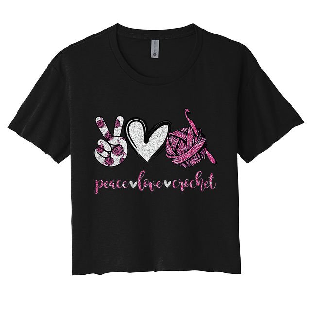 Crochet Knitting Peace Love Crochet Funny Crocheting Crop Top