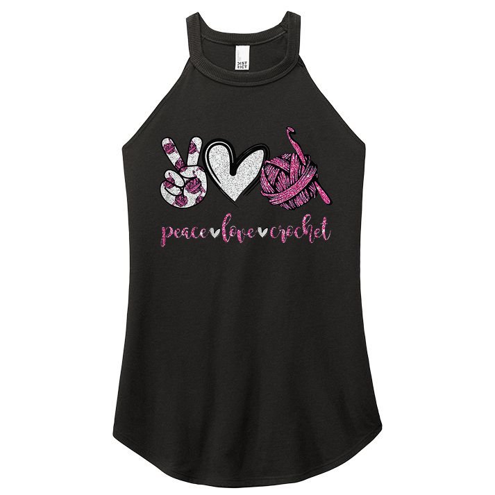 Crochet Knitting Peace Love Crochet Funny Crocheting Women's Perfect Tri Rocker Tank