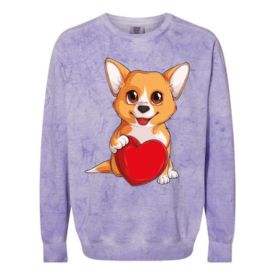 Cute Kawaii Puppies Pet Corgi Dog Valentines Day Gift Colorblast Crewneck Sweatshirt