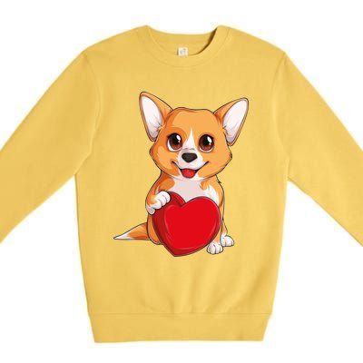 Cute Kawaii Puppies Pet Corgi Dog Valentines Day Gift Premium Crewneck Sweatshirt