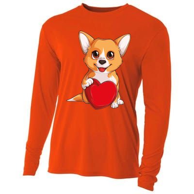 Cute Kawaii Puppies Pet Corgi Dog Valentines Day Gift Cooling Performance Long Sleeve Crew