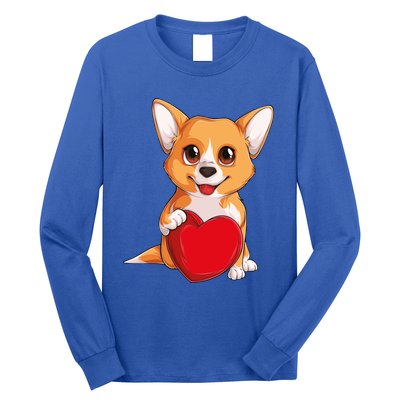 Cute Kawaii Puppies Pet Corgi Dog Valentines Day Gift Long Sleeve Shirt