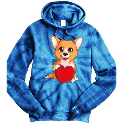 Cute Kawaii Puppies Pet Corgi Dog Valentines Day Gift Tie Dye Hoodie