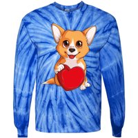 Cute Kawaii Puppies Pet Corgi Dog Valentines Day Gift Tie-Dye Long Sleeve Shirt