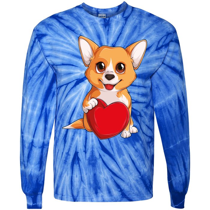 Cute Kawaii Puppies Pet Corgi Dog Valentines Day Gift Tie-Dye Long Sleeve Shirt