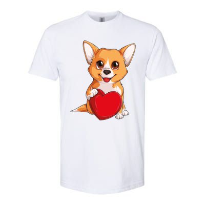 Cute Kawaii Puppies Pet Corgi Dog Valentines Day Gift Softstyle CVC T-Shirt