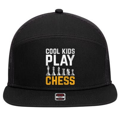 Cool Kids Play Chess Gift 7 Panel Mesh Trucker Snapback Hat