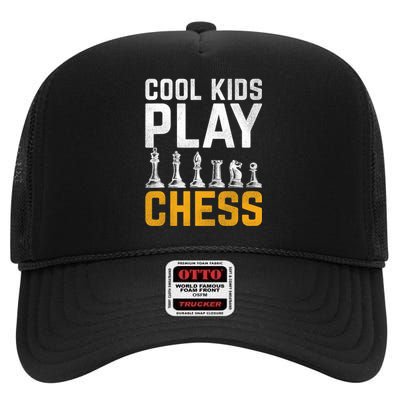 Cool Kids Play Chess Gift High Crown Mesh Back Trucker Hat