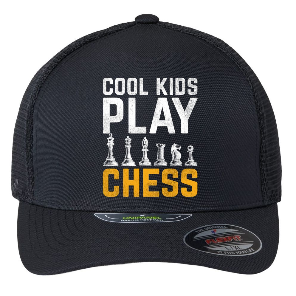 Cool Kids Play Chess Gift Flexfit Unipanel Trucker Cap