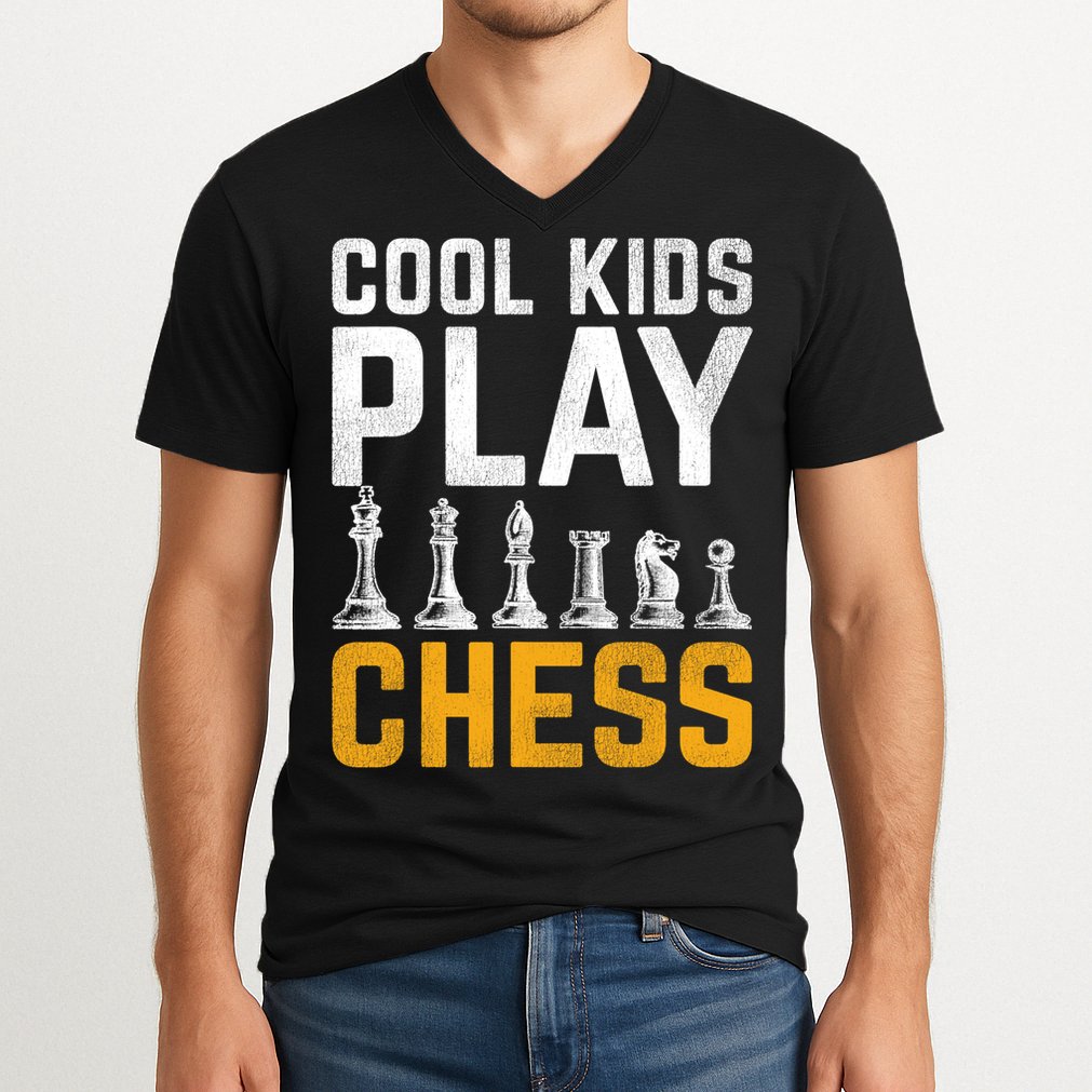 Cool Kids Play Chess Gift V-Neck T-Shirt