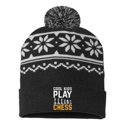 Cool Kids Play Chess Gift USA-Made Snowflake Beanie