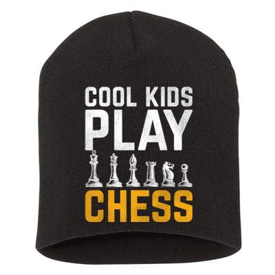 Cool Kids Play Chess Gift Short Acrylic Beanie