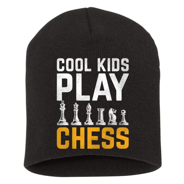 Cool Kids Play Chess Gift Short Acrylic Beanie