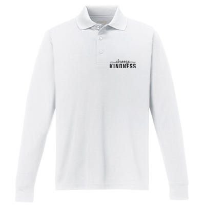 Choose Kindness Print Be Kind Inspirational Performance Long Sleeve Polo