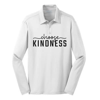 Choose Kindness Print Be Kind Inspirational Silk Touch Performance Long Sleeve Polo