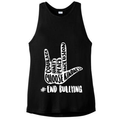 Choose Kindness Rock On # End Bullying Ladies PosiCharge Tri-Blend Wicking Tank