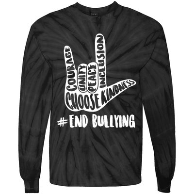 Choose Kindness Rock On # End Bullying Tie-Dye Long Sleeve Shirt