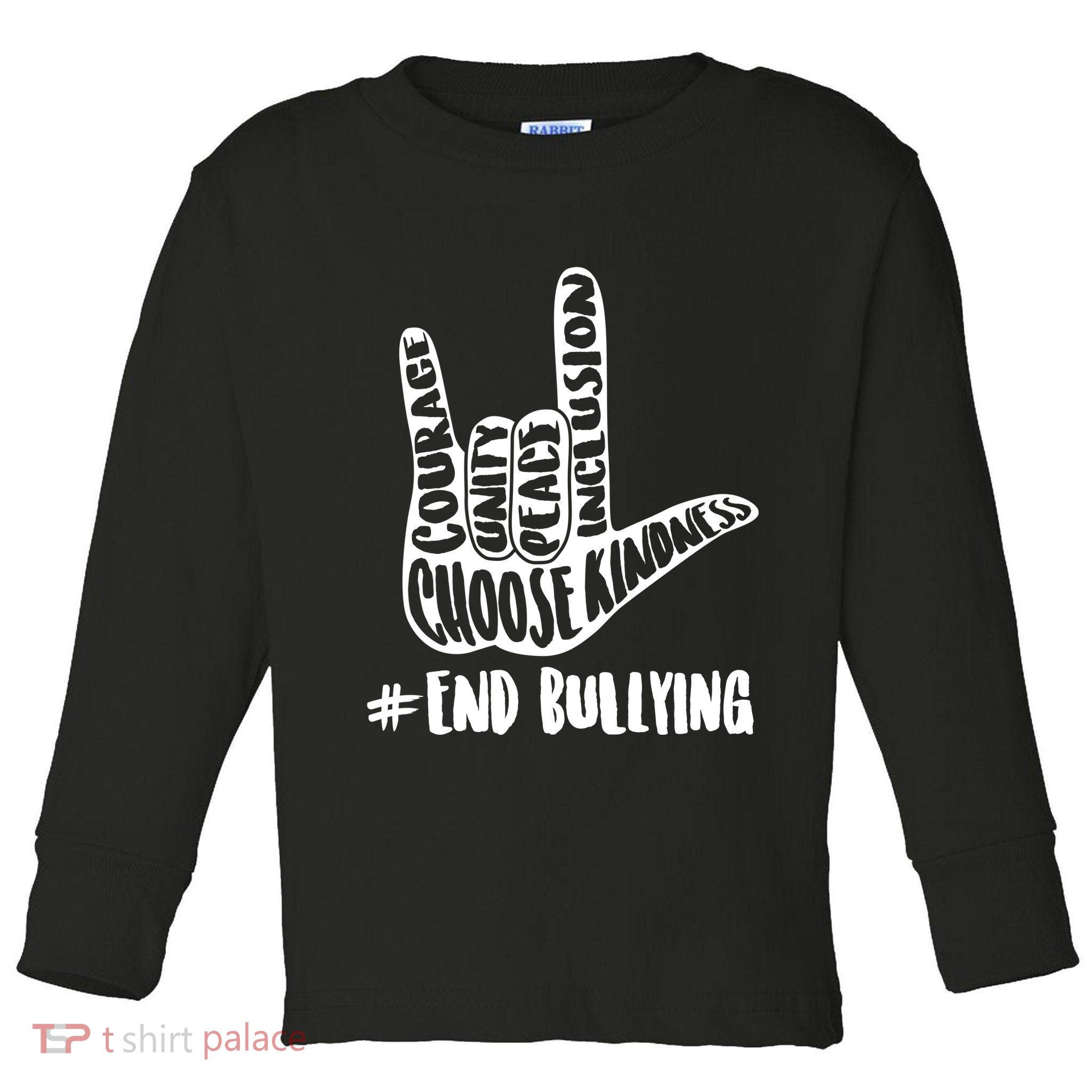 Choose Kindness Rock On # End Bullying Toddler Long Sleeve Shirt