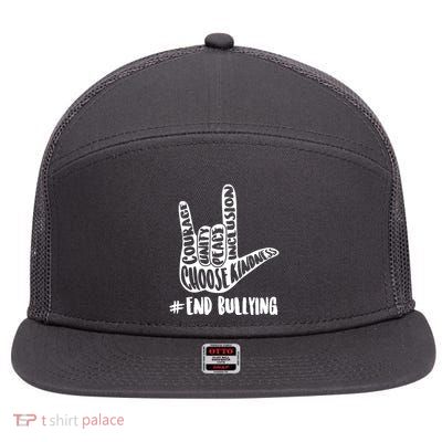 Choose Kindness Rock On # End Bullying 7 Panel Mesh Trucker Snapback Hat