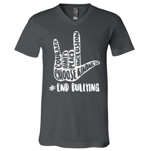 Choose Kindness Rock On # End Bullying V-Neck T-Shirt