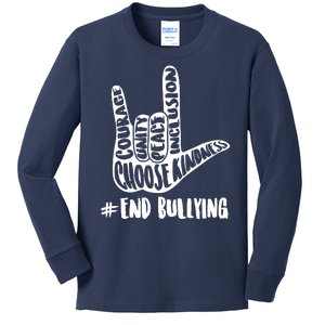 Choose Kindness Rock On # End Bullying Kids Long Sleeve Shirt