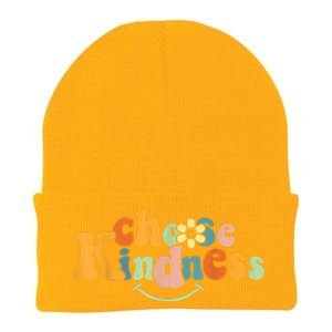 Choose Kindness Retro Groovy Be Kind Inspirationa Knit Cap Winter Beanie