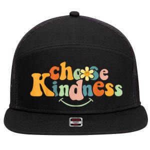 Choose Kindness Retro Groovy Be Kind Inspirationa 7 Panel Mesh Trucker Snapback Hat