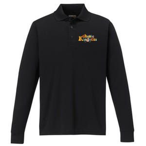 Choose Kindness Retro Groovy Be Kind Inspirationa Performance Long Sleeve Polo