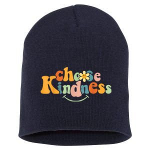 Choose Kindness Retro Groovy Be Kind Inspirationa Short Acrylic Beanie