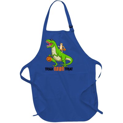 Cat Kitty Riding T Rex Dinosaur Halloween Trick Rawr Treat Meaningful Gift Full-Length Apron With Pockets