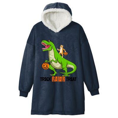 Cat Kitty Riding T Rex Dinosaur Halloween Trick Rawr Treat Meaningful Gift Hooded Wearable Blanket