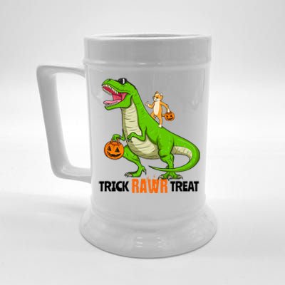 Cat Kitty Riding T Rex Dinosaur Halloween Trick Rawr Treat Meaningful Gift Beer Stein