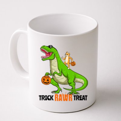 Cat Kitty Riding T Rex Dinosaur Halloween Trick Rawr Treat Meaningful Gift Coffee Mug