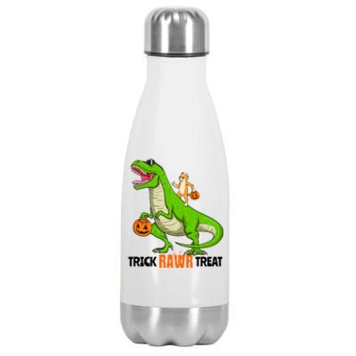 Cat Kitty Riding T Rex Dinosaur Halloween Trick Rawr Treat Meaningful Gift Stainless Steel Insulated Water Bottle